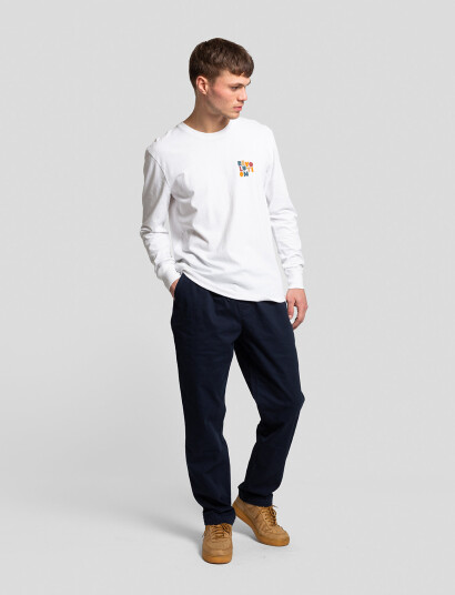 Revolution Loose Trousers With Vintage Wash And Elastic Waist - Blue - L