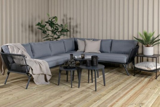 Venture Home Design Roxo Loungesett sort m. grå puter 1645033-01-0 1645030-01-0