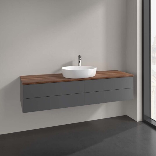Villeroy & Boch Antao Servantskap med 4 skuffer 160x50x36 cm m/lys Antrasitt/Valnøtt Villeroy & Boch Antao Servantskap med 4 skuffer 160x50x36 cm m/lys Antrasitt/Valnøtt