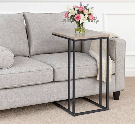 C formet sidebord – trelignende topp metallramme