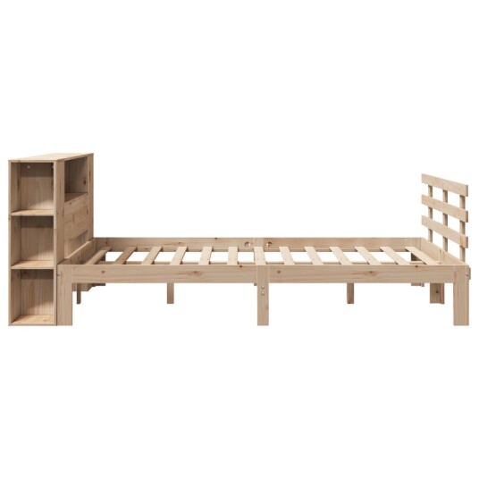 Seng med bokhylle uten madrass 140x190 cm heltre furu 3322706