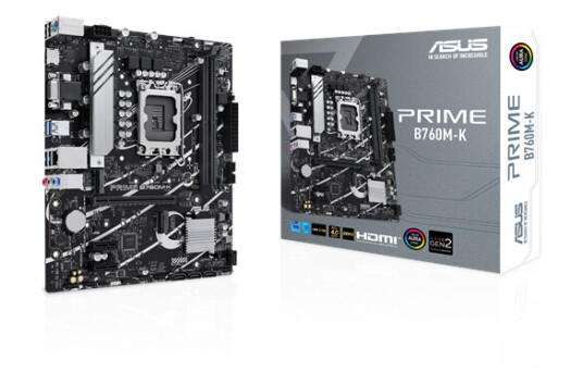 Asus Prime B760m-K - Hovedkort - Micro Atx - Lga1700-Sokkel - B760 Chipset - Usb 3.2 Gen 1 - 2.5 Gigabit Lan - Innbygd Grafikk (Cpu Kreves) - Hd-Lyd (8-Kanalers)