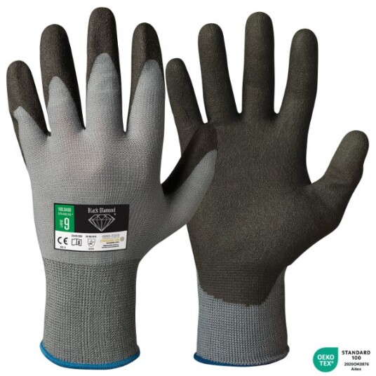 Granberg Black Diamond Vinyl/PVC-beleggshansker, svart/grå, 12 par, SGR-109-0400 7