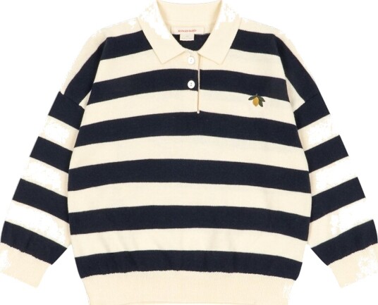 Konges Sløjd Poloskjorte Strikk Manis Navy Stripe Konges Sløjd 4 år (104) Polo Beige Hvit Marineblå