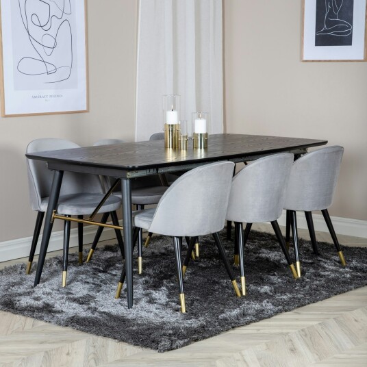 Venture Home Spisegruppe Venture Home Gold med 6 Velvet Stoler GR19413