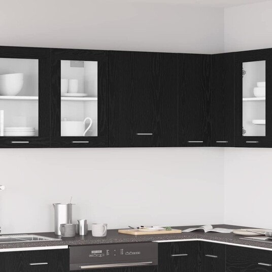 Sort Eik Hengende Skap 50x31x60 cm Laget av Konstruert Tre
