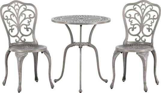 Venture Design Nandin kafésett Silver 2 stoler & bord 60 cm Grå