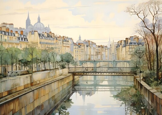 Plakat Paris Elveutsikt