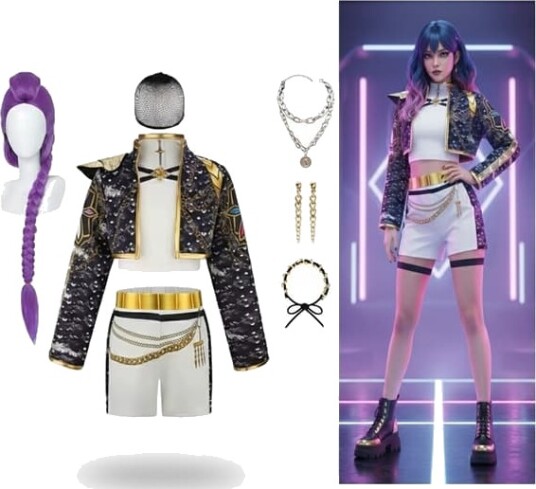 2025 K-Pop Demonjeger-kostymesett + 4 ekstra tilbehør