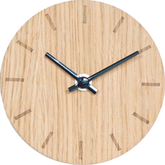 Hemverk - Light Oak klokke 12 cm lys eik m/svart viser