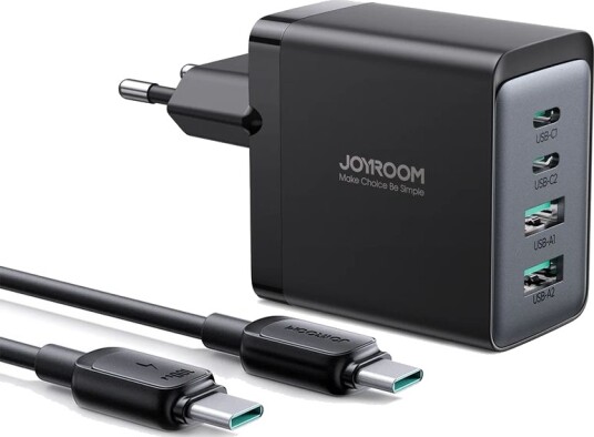 Joyroom hurtiglader, GaN Ultra, 67W, med USB-C-kabel 100W Mørkegrå