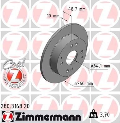 ZIMMERMANN 280.3168.20 Bremseskive ZIMMERMANN 280.3168.20 Bremseskive