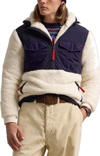 Pile Fleece Hybrid Hoodie Herbal Milk Multi