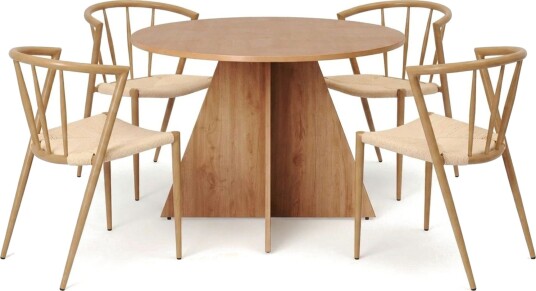 Vera spisegruppe rund 110 cm eik med 4 Winston spisestoler Eik Vera spisegruppe rund 110 cm eik med 4 Winston spisestoler Eik