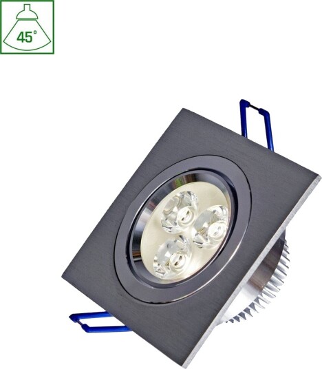 Spectrum 3W Fiale kvadratisk LED innfellingsspot 45 grader varm hvit 3x1W LEDs Kulør : Varm Spectrum 3W Fiale kvadratisk LED innfellingsspot 45 grader varm hvit 3x1W LEDs Kulør : Varm