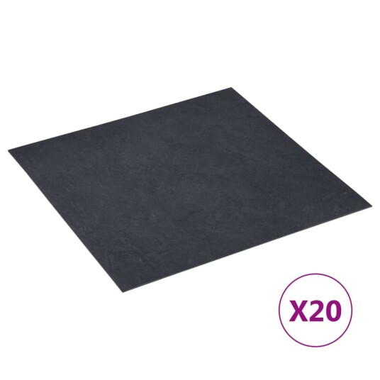 Selvklebende gulvplanker 20 stk PVC 1,86 m² svart marmor