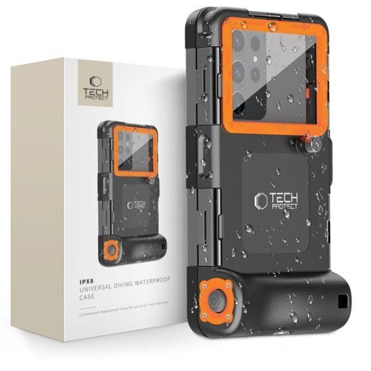 Tech-Protect Universalt Vanntett Mobildeksel IPX8 for 4,7-6,7" - Svart/Oransje