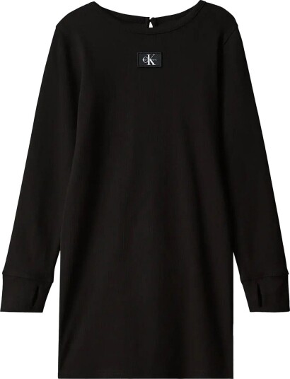 Calvin Klein Monologo Badge Rib Ls Dress PVH BLACK 116