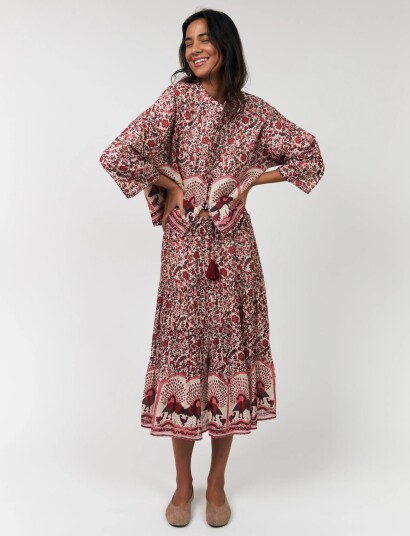 Lollys Laundry Sunnyll Midi Skirt   Red   M
