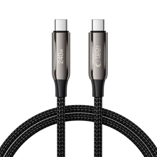 Tech Protect UB10T UltraBoost hurtiglading Type C kabel PD 240W / QC4.0 100cm Svart Tech Protect UB10T UltraBoost hurtiglading Type C kabel PD 240W / QC4.0 100cm Svart