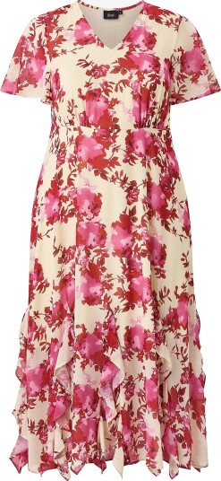 Zizzi   Maxikjole mBeatrise S/S Midi   Rosa