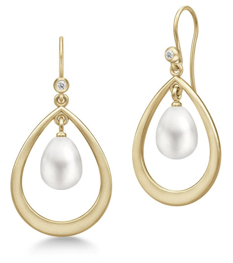 Julie Sandlau Afrodite Droplet Øredobber 22 kt. Gullbelagt sølv SDM84GDWHPLCZ - Dame - 925 sterling silver