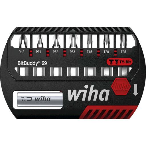 Wiha 42137, 8 Stykker, Philips, Pozidriv, Torx, Ph 2, Pz 1, Pz 2, Pz 3, T15, T20, T25, 1/4" C6.3