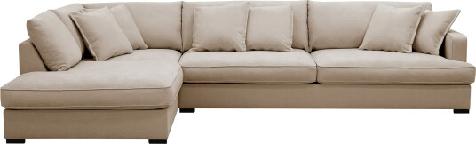 Rossita Lyx 4 seters Venstrevendt L formet Extra Dyp Sjeselongsofa i Stoff Beige Stoff Rossita Lyx 4 seters Venstrevendt L formet Extra Dyp Sjeselongsofa i Stoff Beige Stoff