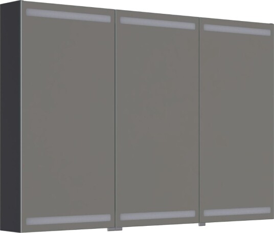Dansani Inzo Level Speilskap Svart Gummi / 120 cm 3 Dører