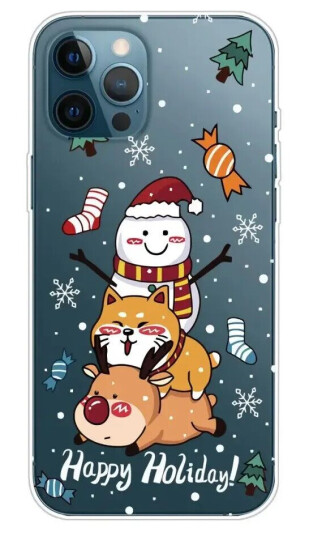 INCOVER iPhone 14 Pro Fleksibel Plast Jul Deksel - Snømann, hund og rein