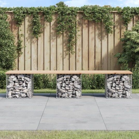 vidaXL Hagebenk gabiondesign 203x44x42 cm heltre furu vidaXL Hagebenk gabiondesign 203x44x42 cm heltre furu