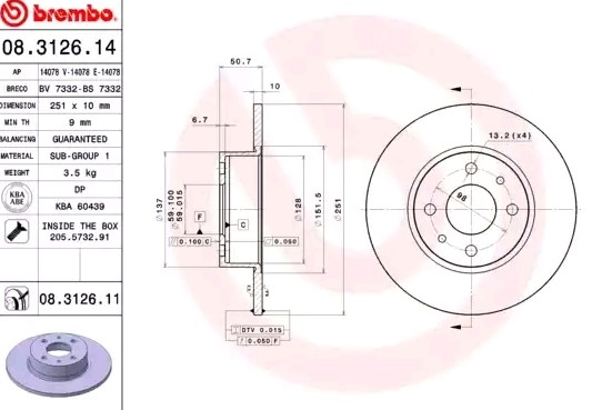 Bremseskive BREMBO 08.3126.11
