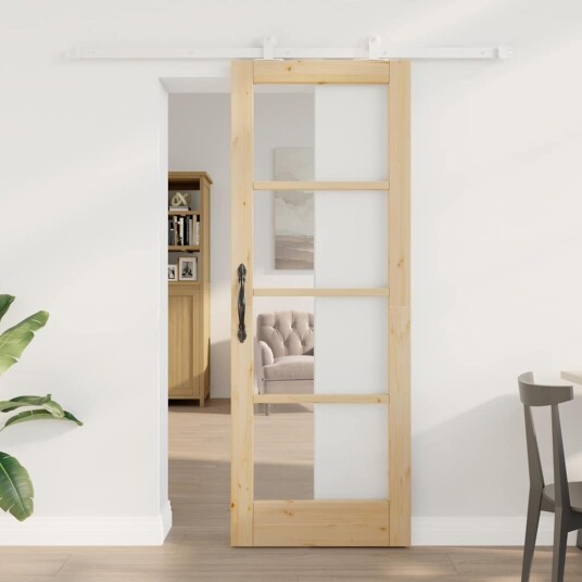 vidaXL Skyvedør med Beslagsett 'ORKDAL'Solid Tre & Glass