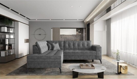 Seksjon Eltap Lanvin 260x210x93 cm Leve 6 Mørk grå Venstre Seksjon Eltap Lanvin 260x210x93 cm Leve 6 Mørk grå Venstre