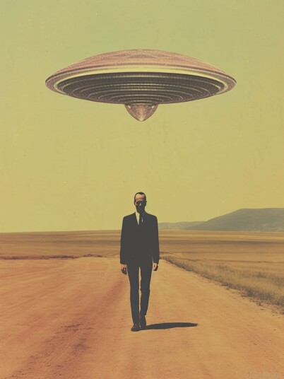 Plakat Surrealistisk UFO møte