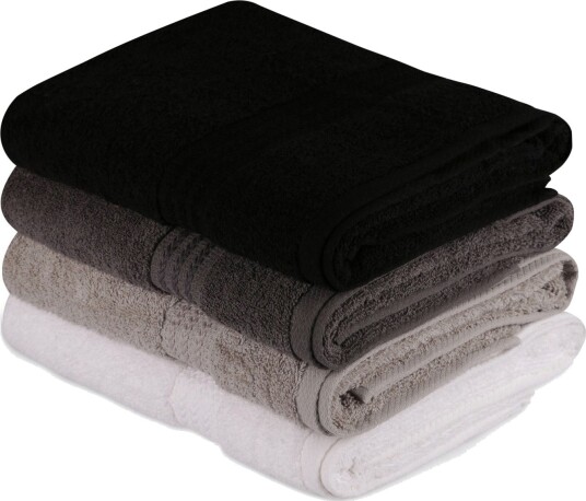 Hobby Badehåndkle 70x140 cm 4 pk Hvit/Grå/Mørkegrå/Svart
