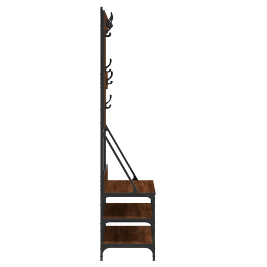 Klesstativ med skooppbevaring brun eik 100x40x184 cm 8721012196384