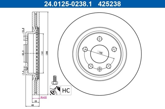 ATE 24.0125-0238.1 Bremseskive ATE 24.0125-0238.1 Bremseskive