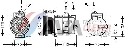 AVA COOLING SYSTEMS AUAK043 AC-kompressor AVA COOLING SYSTEMS AUAK043 AC-kompressor