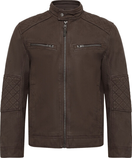 Tom Tailor Faux Velour Touch Leather Jacket Brown L Tom Tailor Faux Velour Touch Leather Jacket Brown L