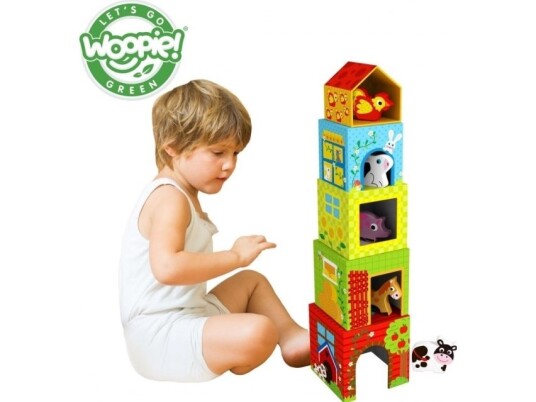 Woopie Woopie Grøn Puzzle Cubes Farm In Boxes + Figurer 10 El.