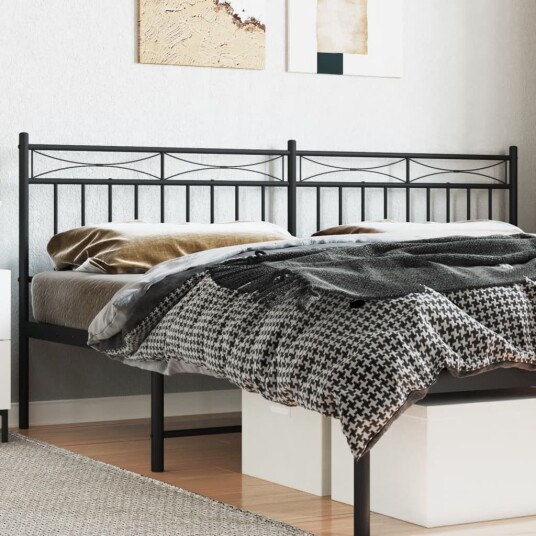 Sengegavl i metall svart 200 cm 8721012210387