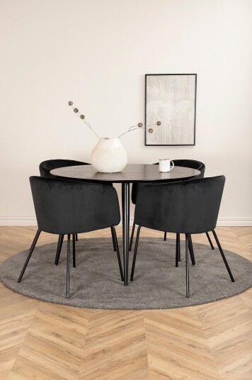 Venture Home Spisegruppe Dipp med 4 Berit spisestoler Svart Venture Home Spisegruppe Dipp med 4 Berit spisestoler Svart