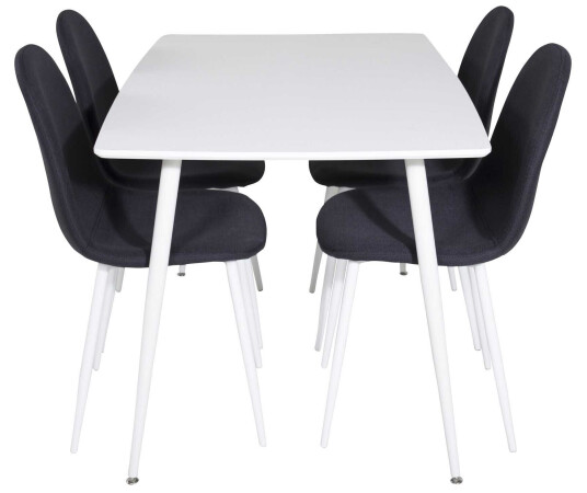Venture Design Polar & Polar spisegruppe Hvit/svart 4 st stoler & bord 120 x 80 cm