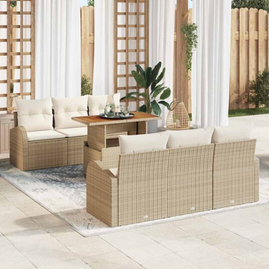 vidaXL Hagesofa Set 7 stk. beige og krem