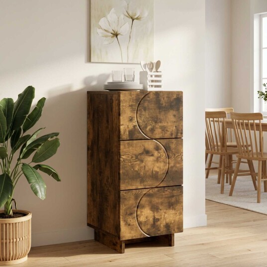 vidaXL Skjenk Røkt Eik 33,5 x 34,5 x 75 cm Konstruert tre