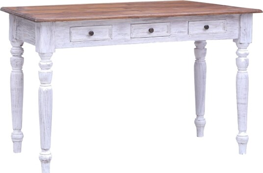 vidaXL Skrivebord med skuffer hvit 117x57x75 cm heltre mahogni