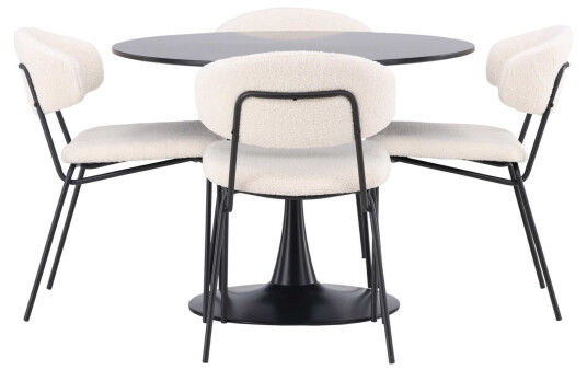 Venture Design Glade & Chico spisegruppe Hvit/svart 4 stoler & bord 100 cm