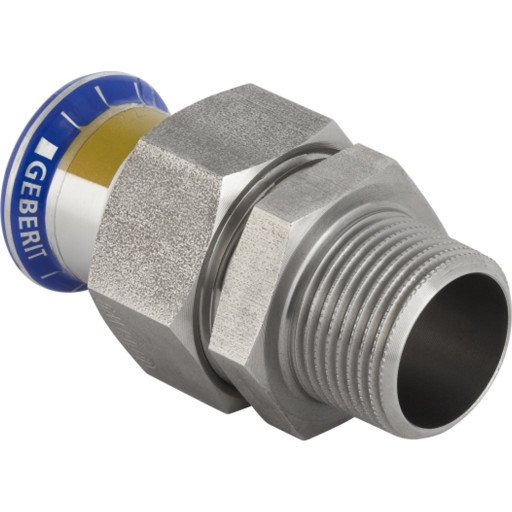 Geberit 28mm Gass Tippunion med Utvendige Gjenger for Mapress Pressfitting