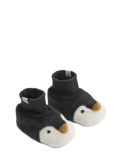 Liewood Beth Penguin Plush Slippers - Black - 16/17